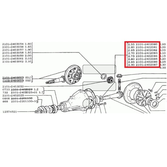 Dichtungsring Differentialeinsteller 2101-2402082